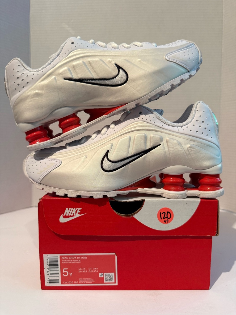 Nike White & Red Shox Running Sneakers